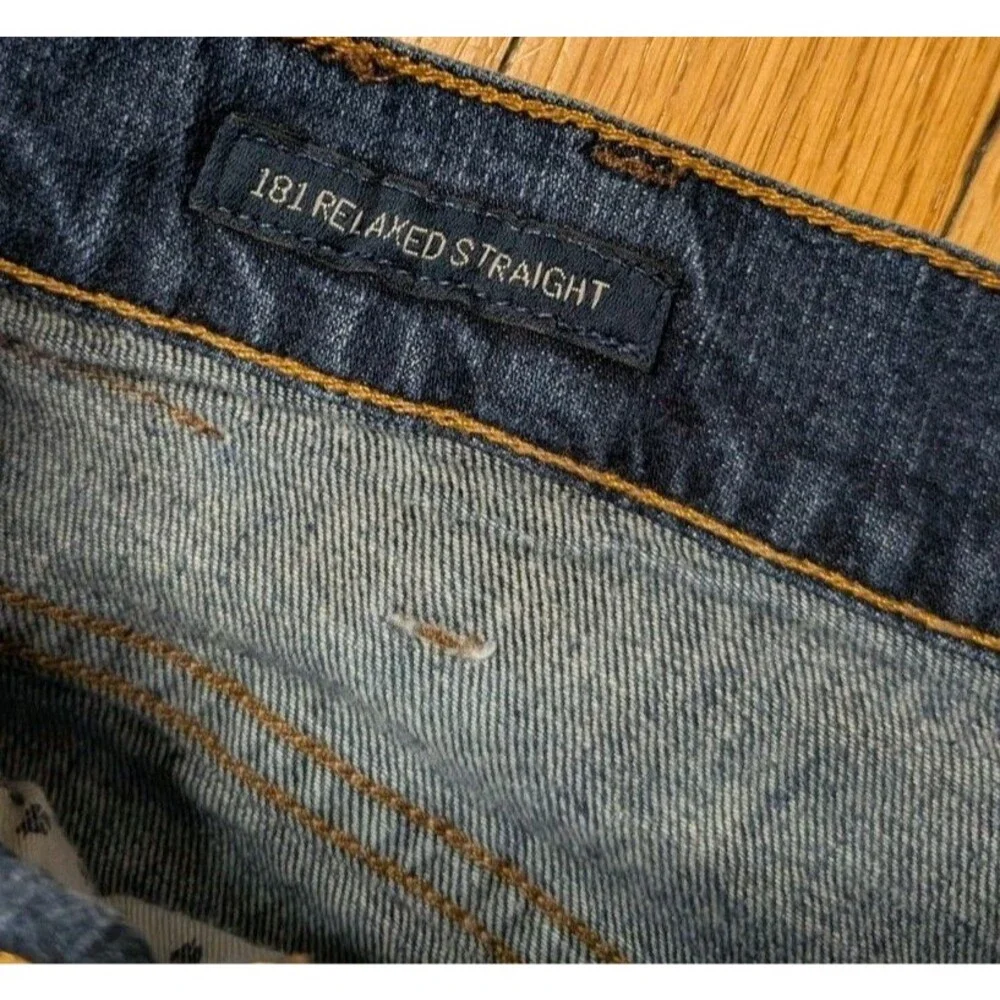 Lucky Brand 181 Relaxed Straight Jeans Mens 44 x 32 Medium Wash Denim Stretch